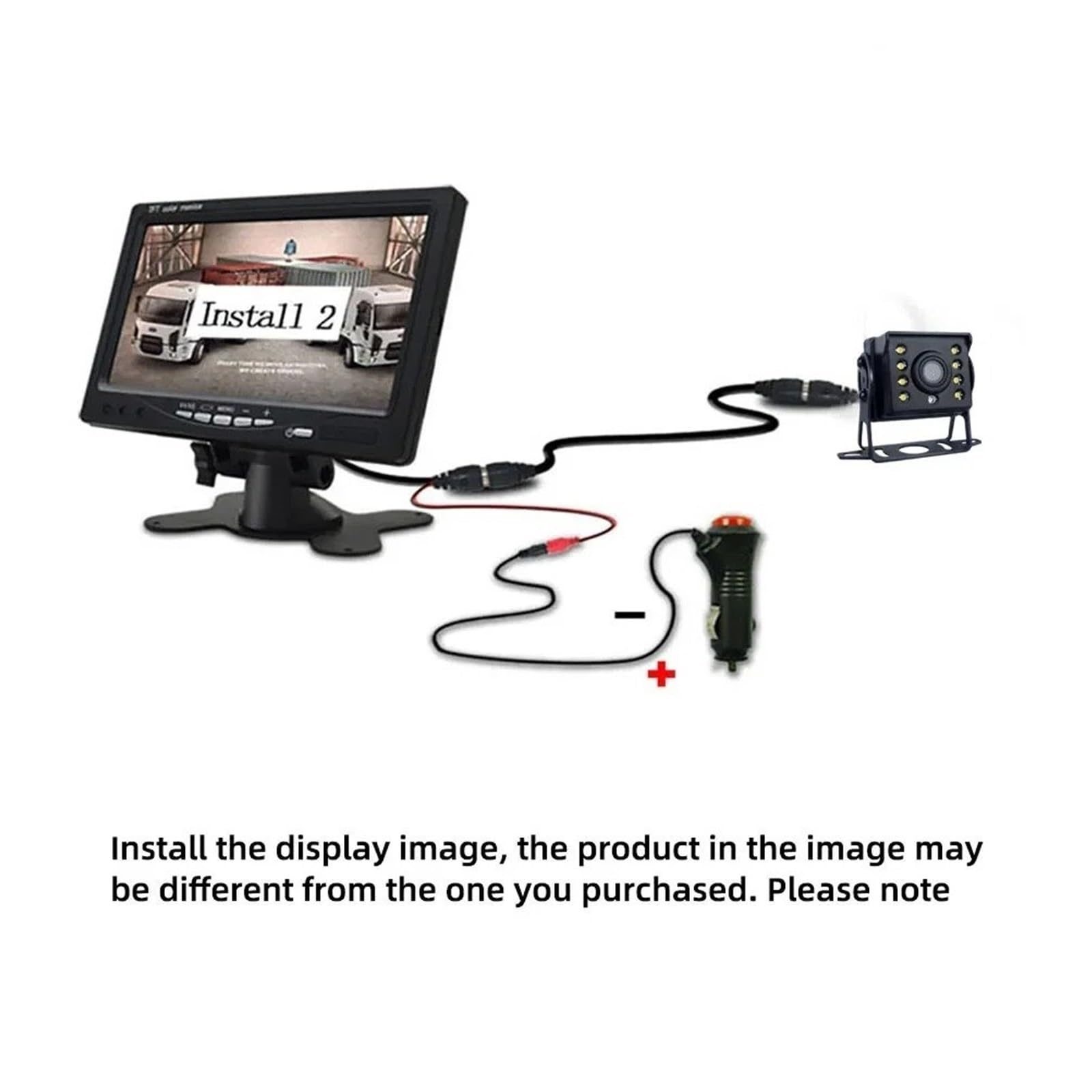 Cámara Reversa con Monitor Visión Trasera A Color LCD 7", 12 V/24 V CVBS para Autobuses Camiones Autocaravanas Remolques Camionetas. Cámara Trasera