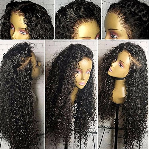 Brazilian Virgin Hair Full Lace Human Hair Wigs For Black Women 130% Density Deep Curly Wig Natural Hair Line With Baby Hair (18 inch,Full Lace Wig)