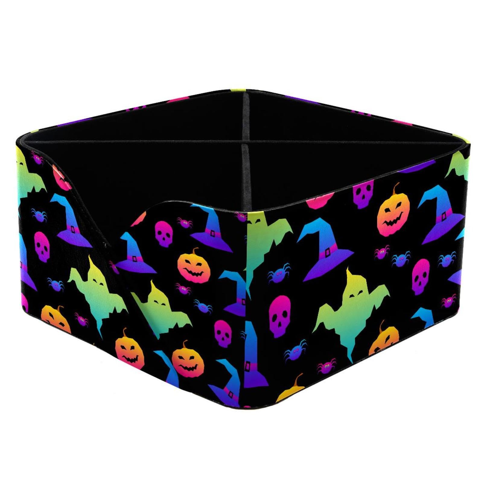 KengjuTesu Rainbow Pumpkins Ghosts Happy Halloween Desktop Organizer Pen Holder, Rectangular Pencil Cup for Office, Study and Makeup Stations