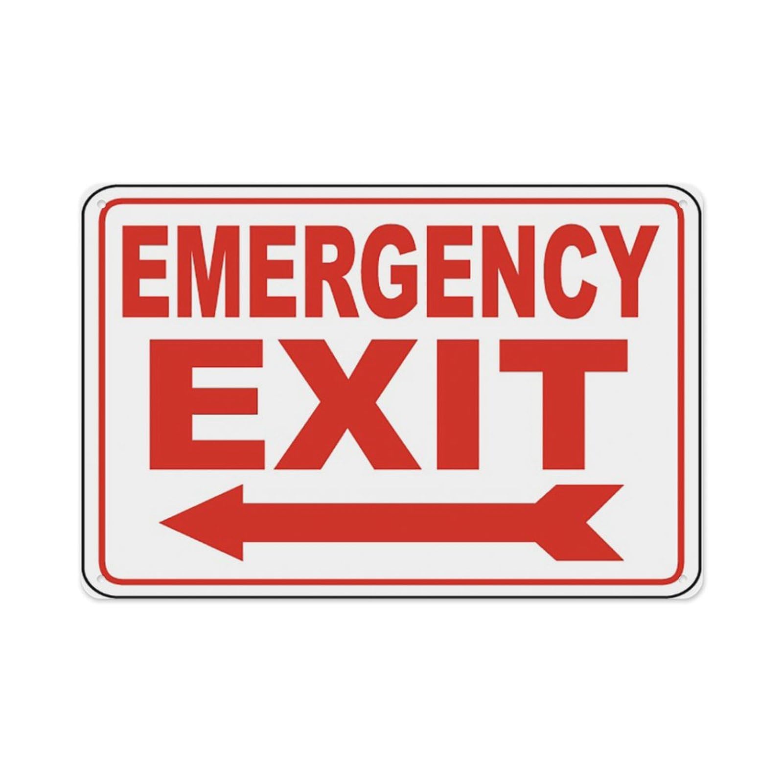 peiyeety Emergency Exit (Left Arrow) Sign Aluminum Tin Warning Signs For Home Outdoor Garden 12X16 Inches