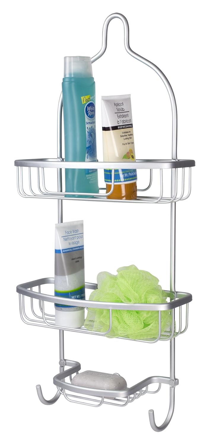 Home Basics Rust-Proof Aluminum Shower Caddy 25 5 x 11 x 4 75 Inches Silver