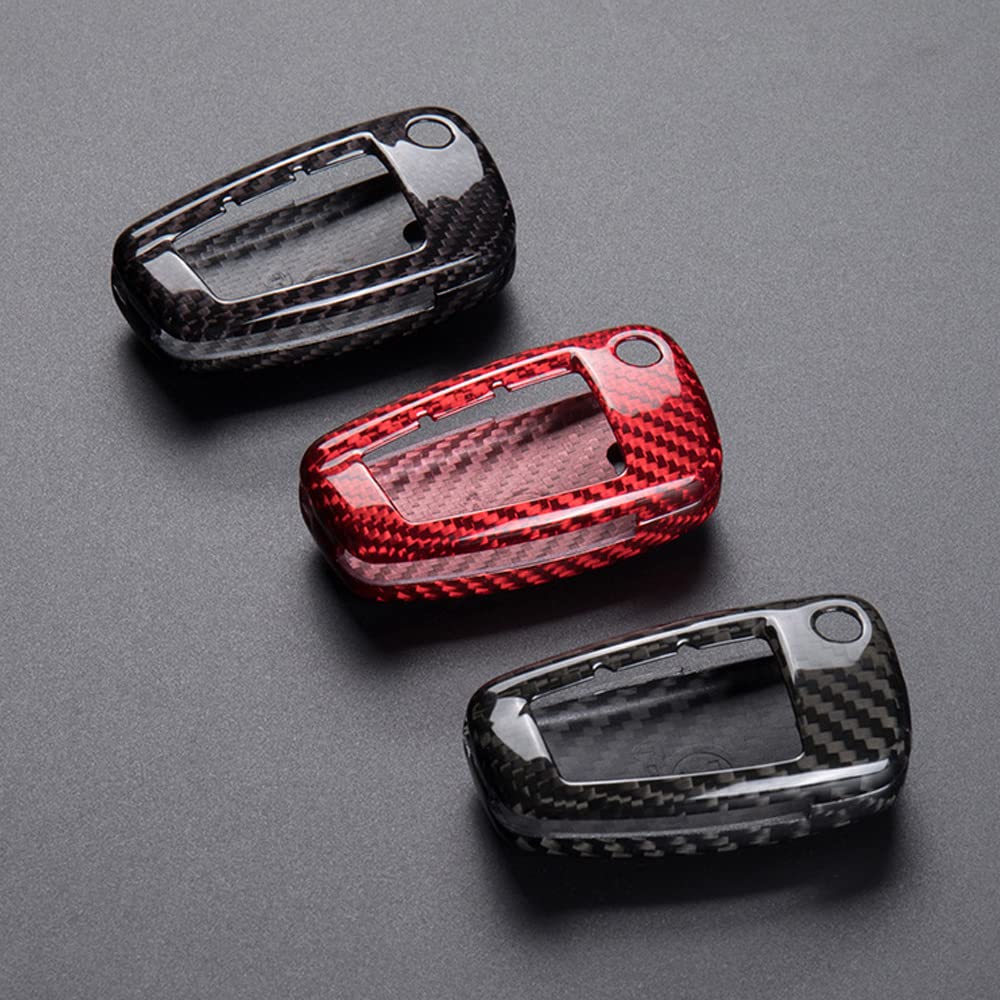ontto Funda para Llave de Coche de Fibra de Carbono, Compatible con Audi A1, A3, A4, A6, C5, C6, C6, Q3, Q5, S1, RS3, RS4, R8, 8P, 8L, 8V, 8V, TT TTS, Mando a Distancia