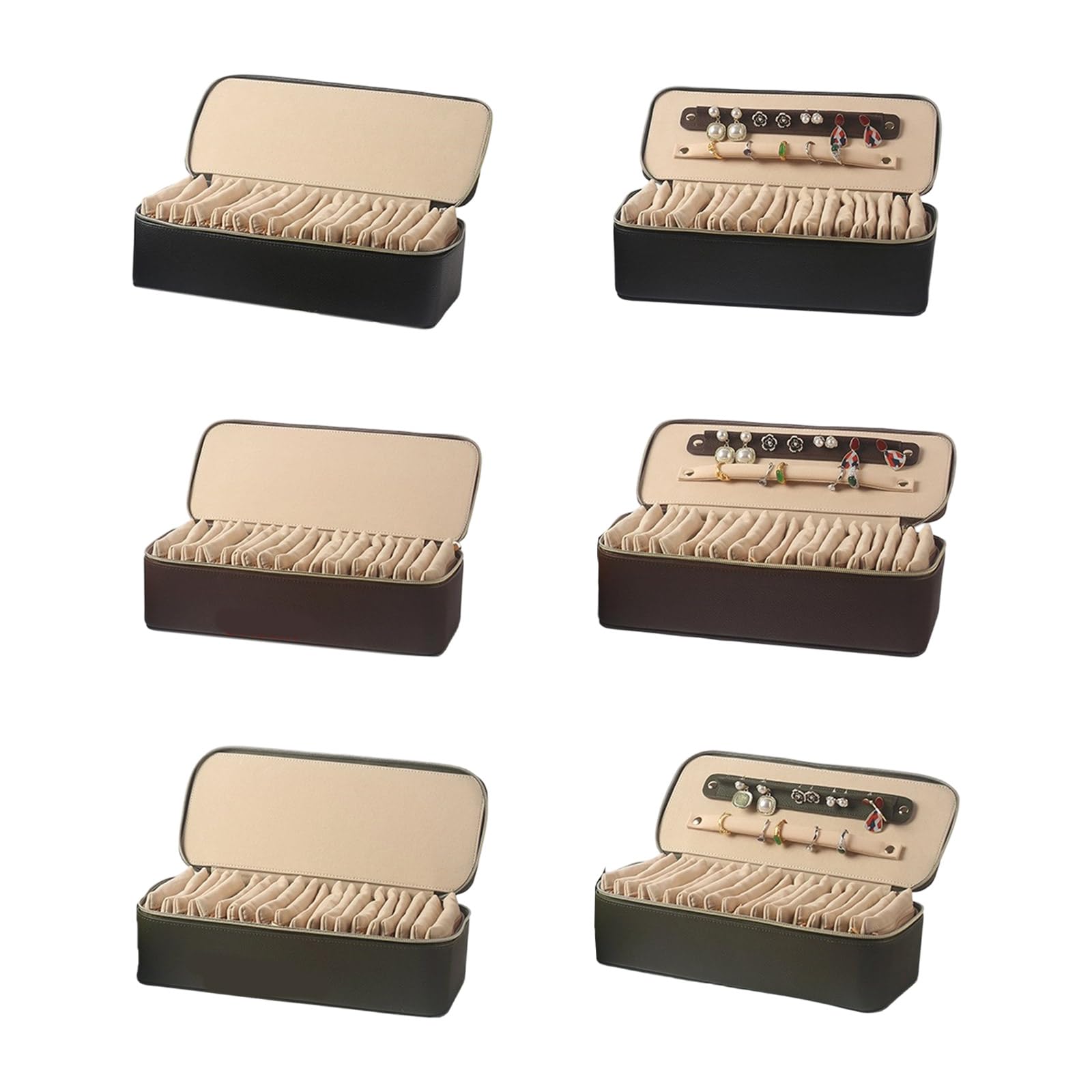 Schmuckschatulle mit mehreren Fächern, reisefreundliches Design, 20 Taschen, PU Materialien, Organizer für Ohrringe, Halsketten, sichere Schließung, Aufbewahrungslösung, PU Schmuck Aufbewahrungsbox