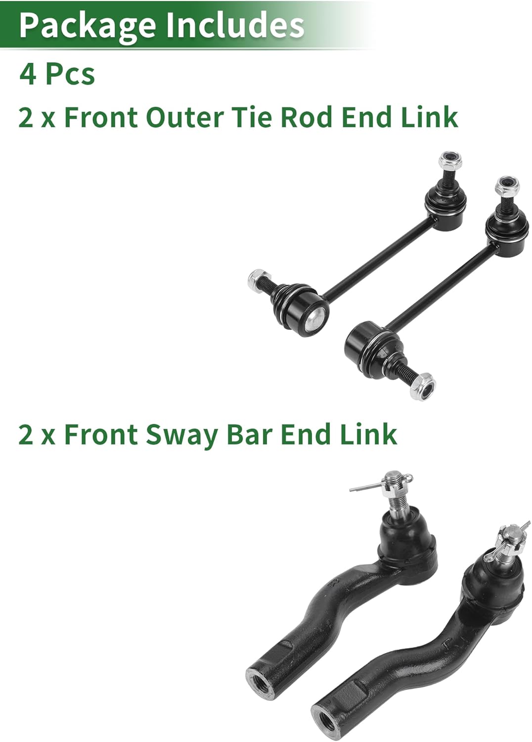 X AUTOHAUX 4pcs Front Suspension Kit Outer Tie Rod End Front Sway Bar Link for Lincoln Zephyr 2006 for Ford Fusion 2006-2010 for Lincoln MKZ 2007-2009 No.K80250/K80251/ES800102