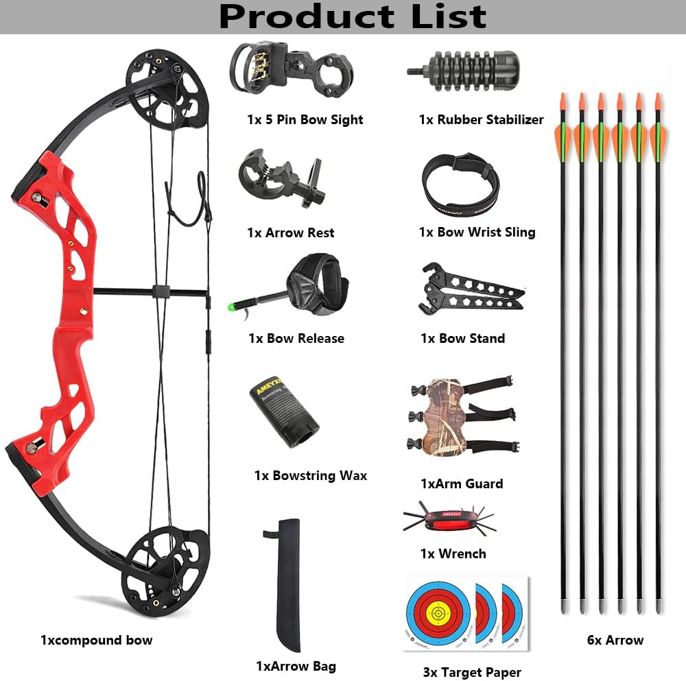 Youth Compound Bow Set for Beginner Archery Target Exercise Draw Weight 10-30Lbs