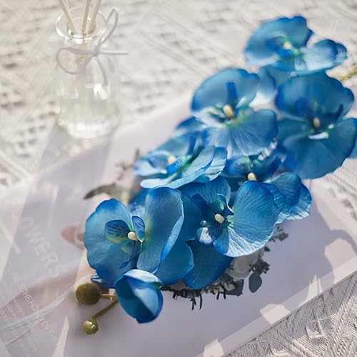 Miniatura 8 de cdar Flores artificiales,Conjunto de tallos de orquídeas artificiales, flor falsa de falaenopsis, decoración de boda para el hogar, azul