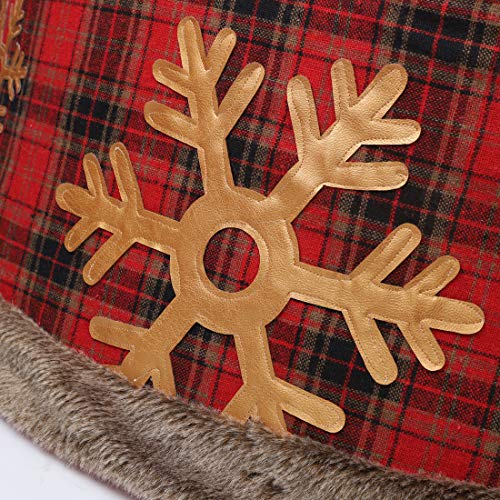 Juegoal Red Christmas Tree Collar, 30 Inch Buffalo Plaid Christmas Tree Ring With Plastic And Cloth, Easy Set Up Tree Skirt Tree Base Cover Decorates Your Home For The Holidays #TOP1