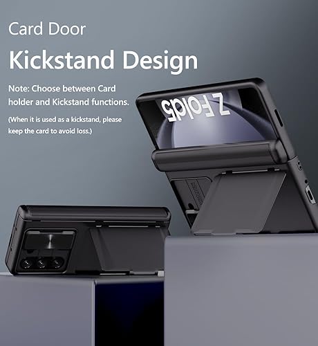 Vista 49 de Vihibii Funda para Galaxy Z Fold 5 con tarjetero y soporte para bolígrafo S, protección de bisagra, cubierta de cámara deslizante y protector