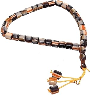 سبحة مسبحة كهرمانية للجنسين من جازيل، جديلة صلاة جميلة مكونة من 33 خرزة من الراتنج الكهرماني متعدد الالوان، تقدم اكسسوارًا حيويًا وأنيقًا للعبادة الإسلامية والتأمل