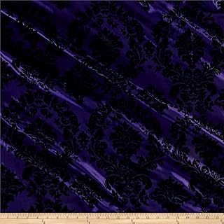 Flocked Damask Taffetta Purple/Black, Fabric by the Yard - Buy now