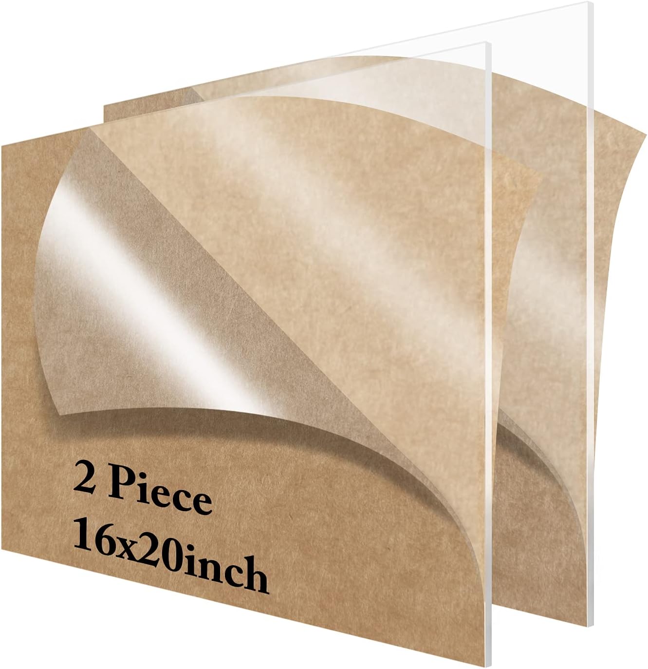 2 Pieces 16" x 20"Acrylic Sheet Clear Cast Plexiglass Small Panel 1/8”Thick (3mm) Transparent Plastic Plexi Glass Board with Protective Paper for Signs, Clear Acrylic Perspex Sheet Plastic Sheeting