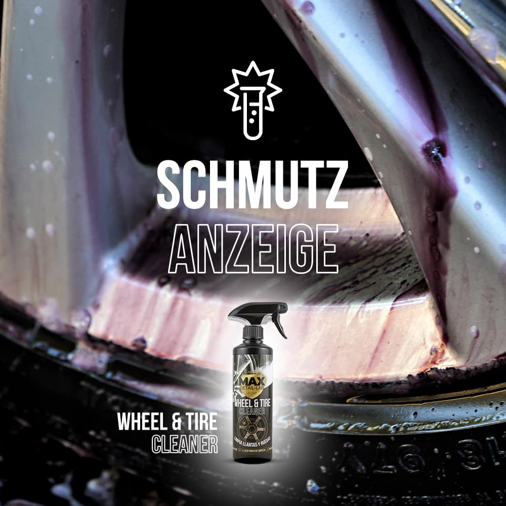 MAX DETAIL-LAB - Wheel & Tire - Felgenreiniger Auto Motorrad Säurefrei, Felgen Reiniger Alufelgen, Dreifache Wirkung ohne Reiben, Entfetter Detailing Waschen Autopflege Reinigung Aussen 5L