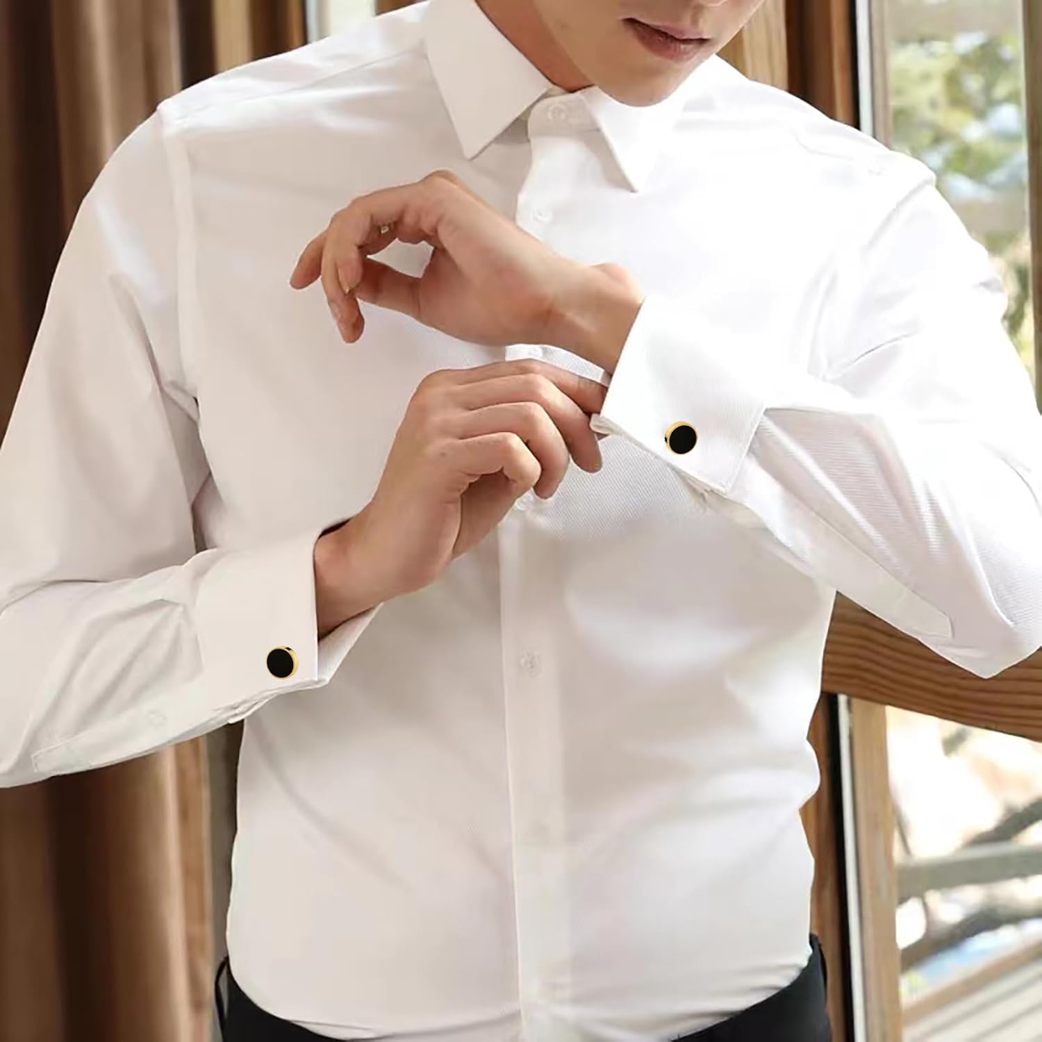 Cufflinks for Men and Tuxedo Shirt Studs Set with Gift Box Stainless Steel Cuff links - Image 6