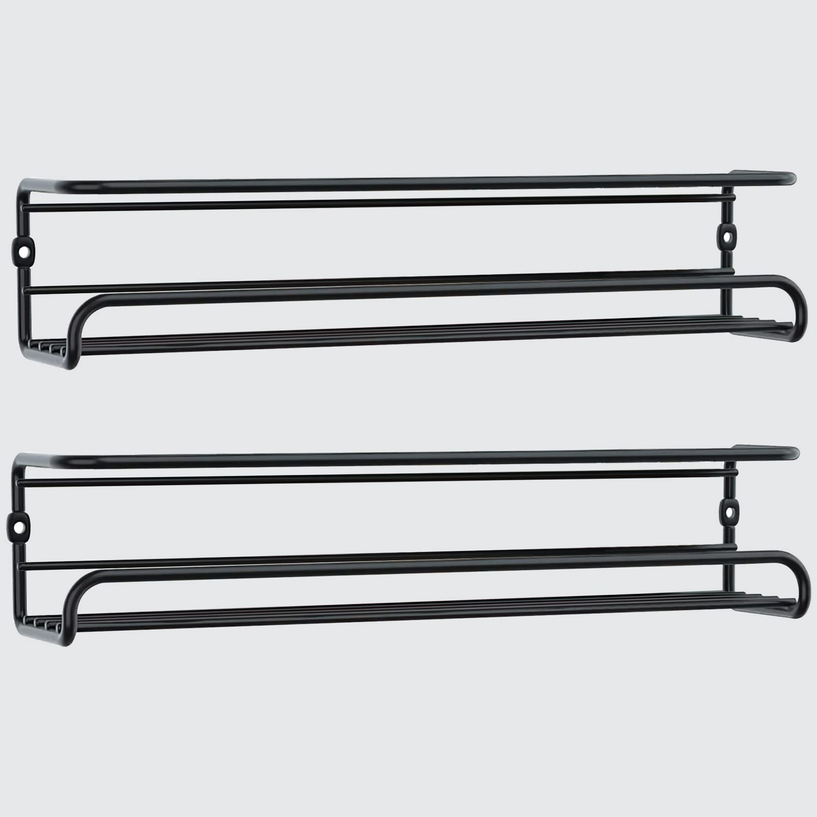 Besto Black Spice Rack For Inside Cupboard Single Tier Spice Organiser For Herbs, Spices And Condiments - Wall/Door Mounted Kitchen Metal Shelf- Pack Of 2 Single Tier