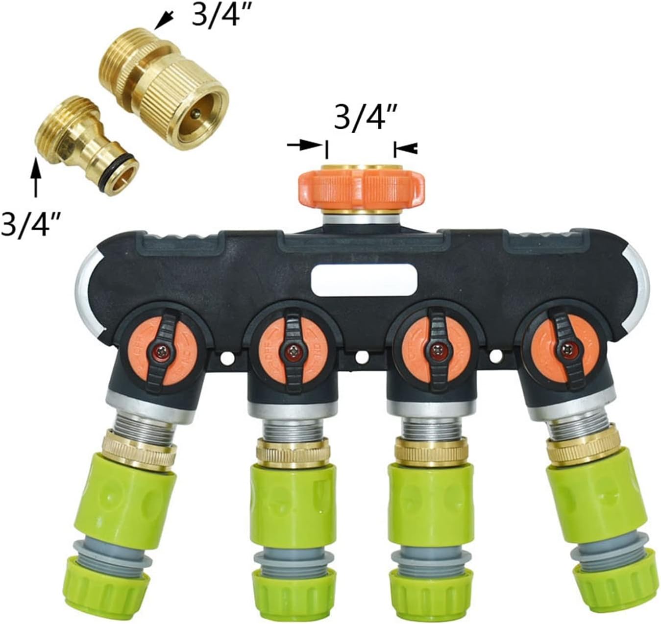 NALsa 1/2 3/4 Inch Hose 2/4 Way Garden Tap Hose Splitter Brass Plastic Zinc Alloy Y Type Watering Pipe Connector Distributor 1Pcs (Color : 3I4 hose-02)