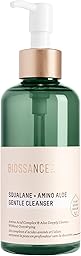 BIOSSANCE Squalane + Amino Aloe Gentle Face Wash 200ml– Foaming Facial Cleanser Gel – Hydrating for All Skin Types – Removes Makeup & Deeply Cleans Pores with Moringa Extract – Soothes with Aloe Vera