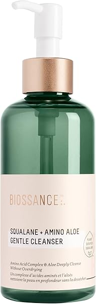 BIOSSANCE Squalane + Amino Aloe Gentle Face Wash 200ml– Foaming Facial Cleanser Gel – Hydrating for All Skin Types – Removes Makeup & Deeply Cleans Pores with Moringa Extract – Soothes with Aloe Vera
