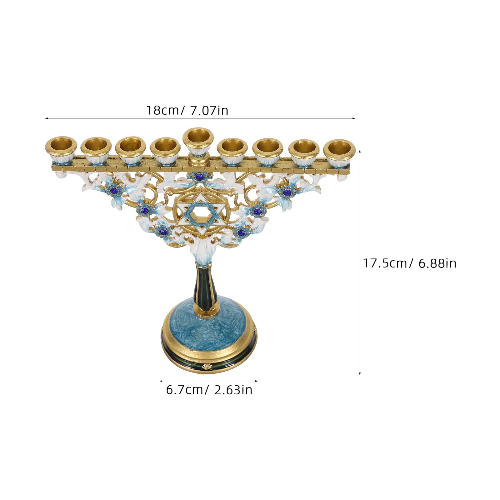Gadpiparty Menorá de Hanukkah esmaltada de 9 Brazos para decoración judía de Janucá, candelabro, Centro de Mesa de Shabat.