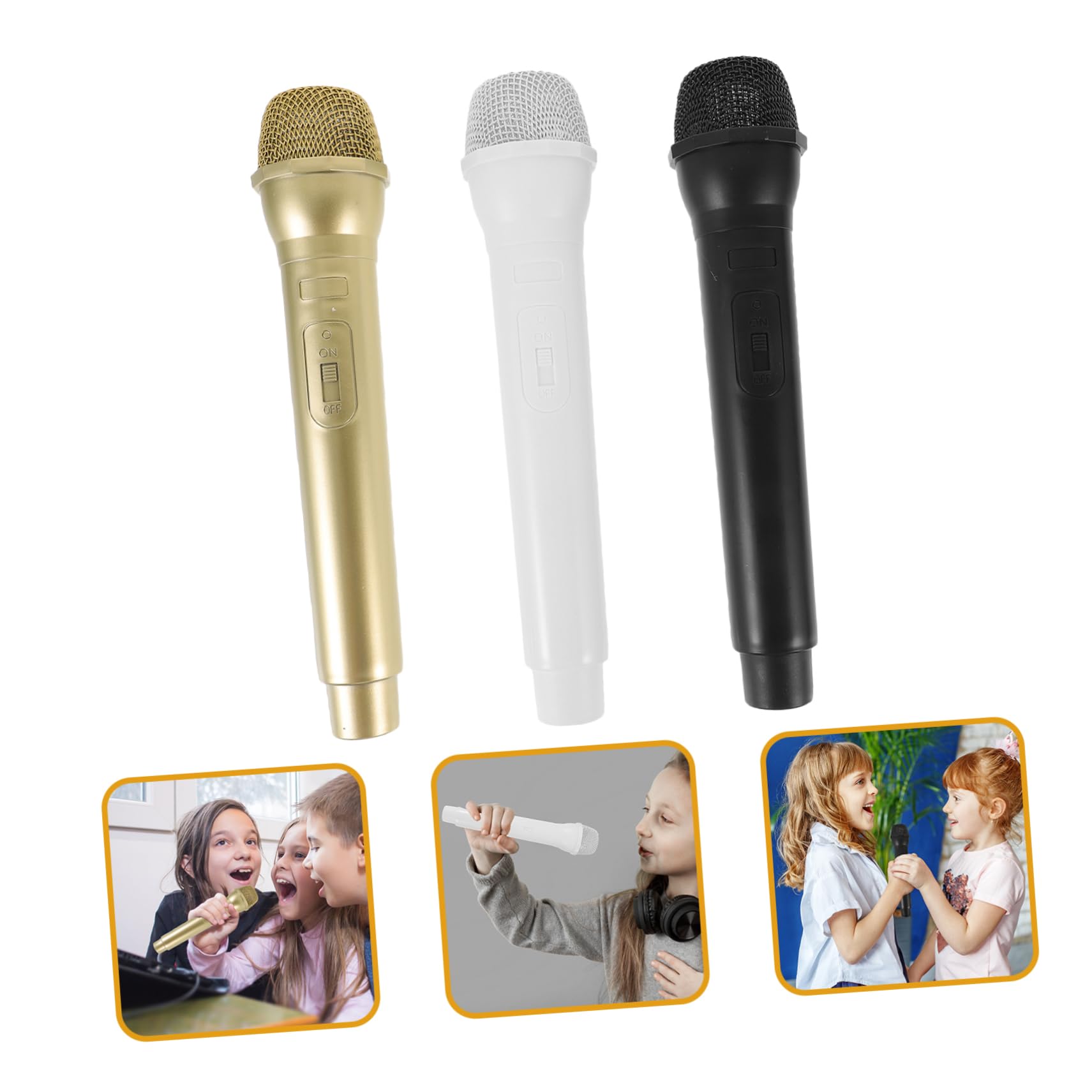 3pcs Pretend Microphone Plastic Microphone Toy Mic Microphone Costume Play Microphone Toy Singing Microphone Fake Microphone Costume Microphone Costume Accessory Microphone Toy