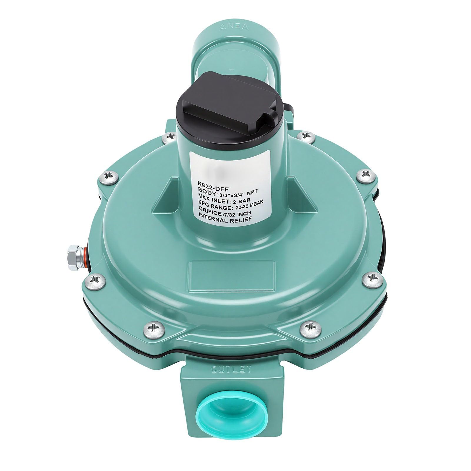 Regulador de Gas de Segunda Etapa, Salida Ajustable de 3/4 Pulgadas para Generador de Calentador, Gas Natural, LP, 1 Unidad
