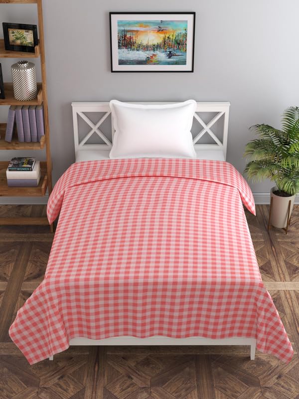 Image of Morado Glace Cotton 210 TC Single Bed Size Duvet Cover /Quilt Cover /Rajai Cover /Blanket Cover with Zipper (60x90 Inches,Pink)