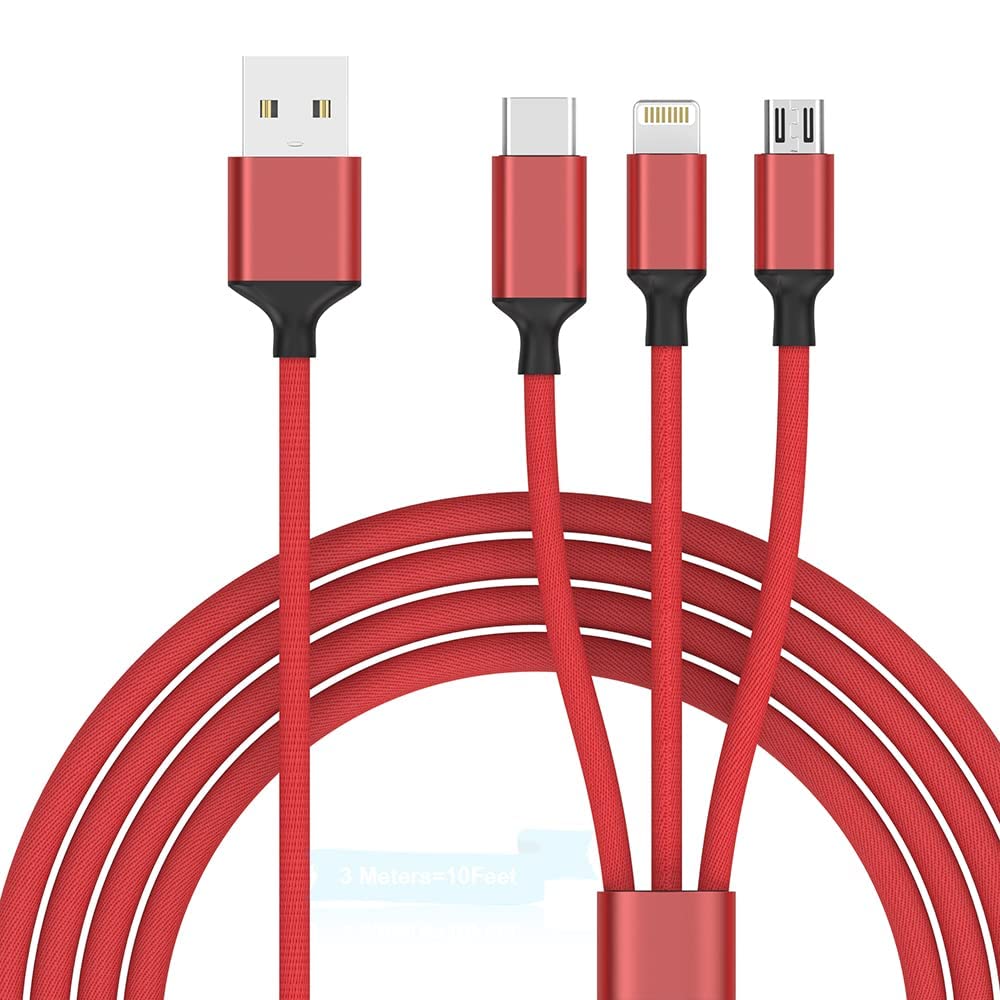 Multi USB Cable- 3 in 1 Multiple Universal Charging Cable Micro USB Type C for iPhone 15 15pro 14 14pro 13 12 11 XR XS 8 7 Android Galaxy S10 S9 S8 A5 J5, Huawei, Honor, Xiaomi, Sony, LG, Kindle