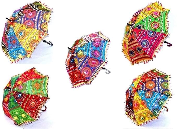 Ganpati ji collection Umbrella For Decoration in Weddings, Navratri, Traditional Festivals | Embroidery Ethnic Parasol | For Sun Protection, Garba in Navratri (Pack of 2)