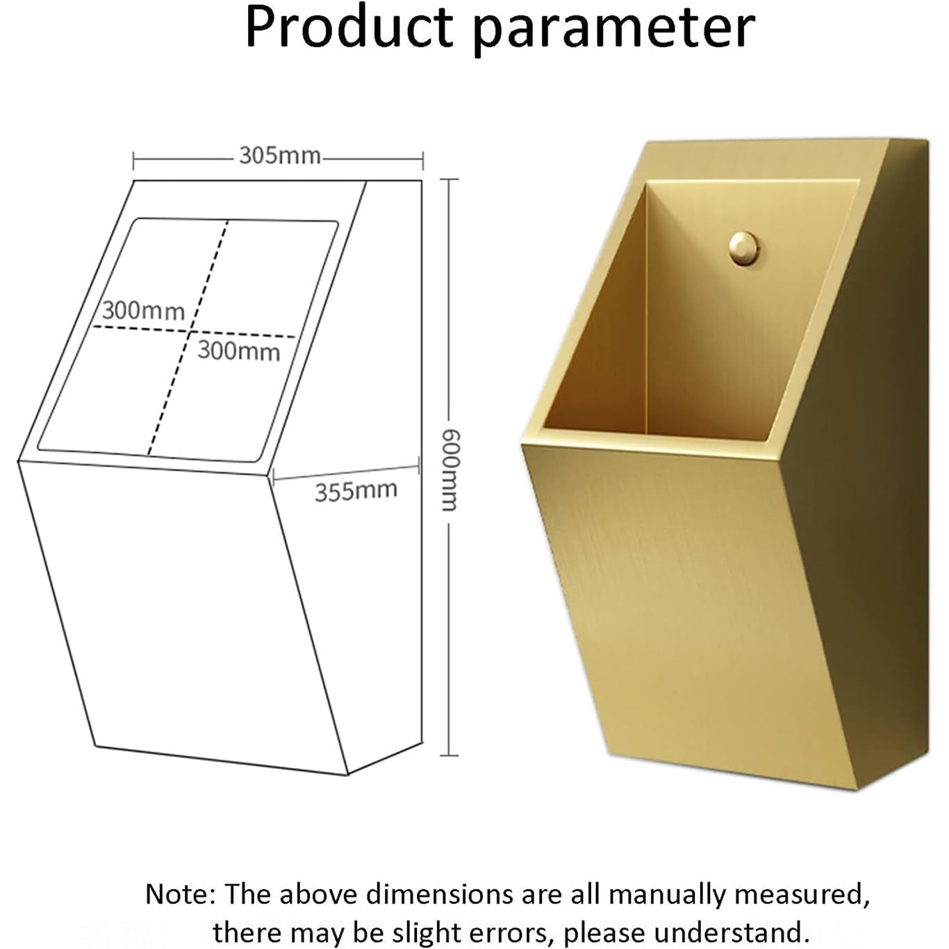 Orinatoio a parete in acciaio inox anti-trabocco, orinatoio commerciale da uomo, WC verticale per casa, hotel, bar, aeroporto, rosegold-orinalplussensor (Gold Urinalplussensor)
