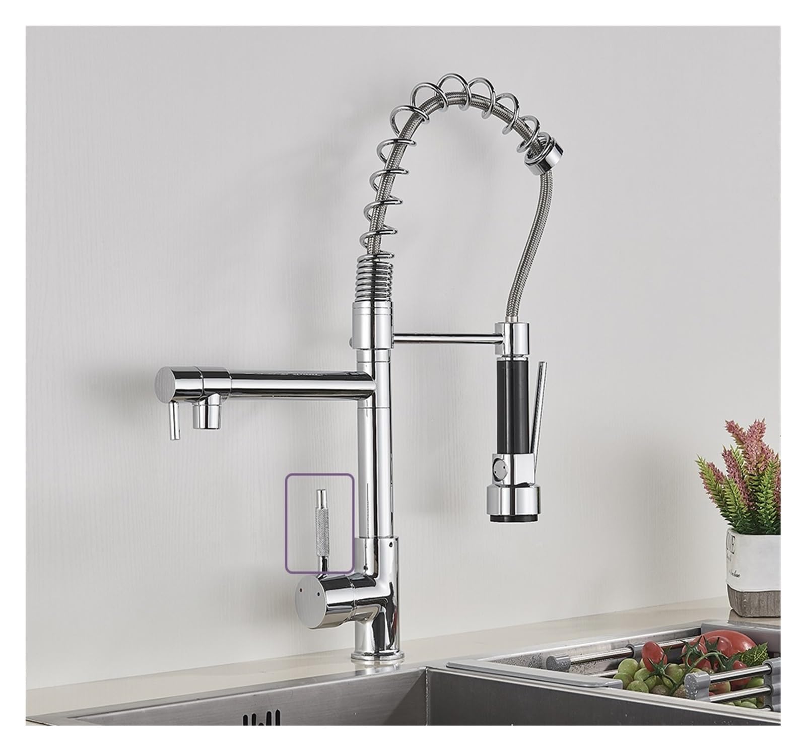 GLETSF Black Kitchen Tap - 3 Way Waterap with Swivel Spout Tall Sink Mixer Drinking Water Faucet Single Hole Design for Home & Kitchen Use,