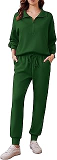 PINSPARK 2 Piece Sets for Women 2025 Fall Travel Outfits Long Sleeve Tracksuit Joggers Sets Half Zip Sweatsuit Matching Set