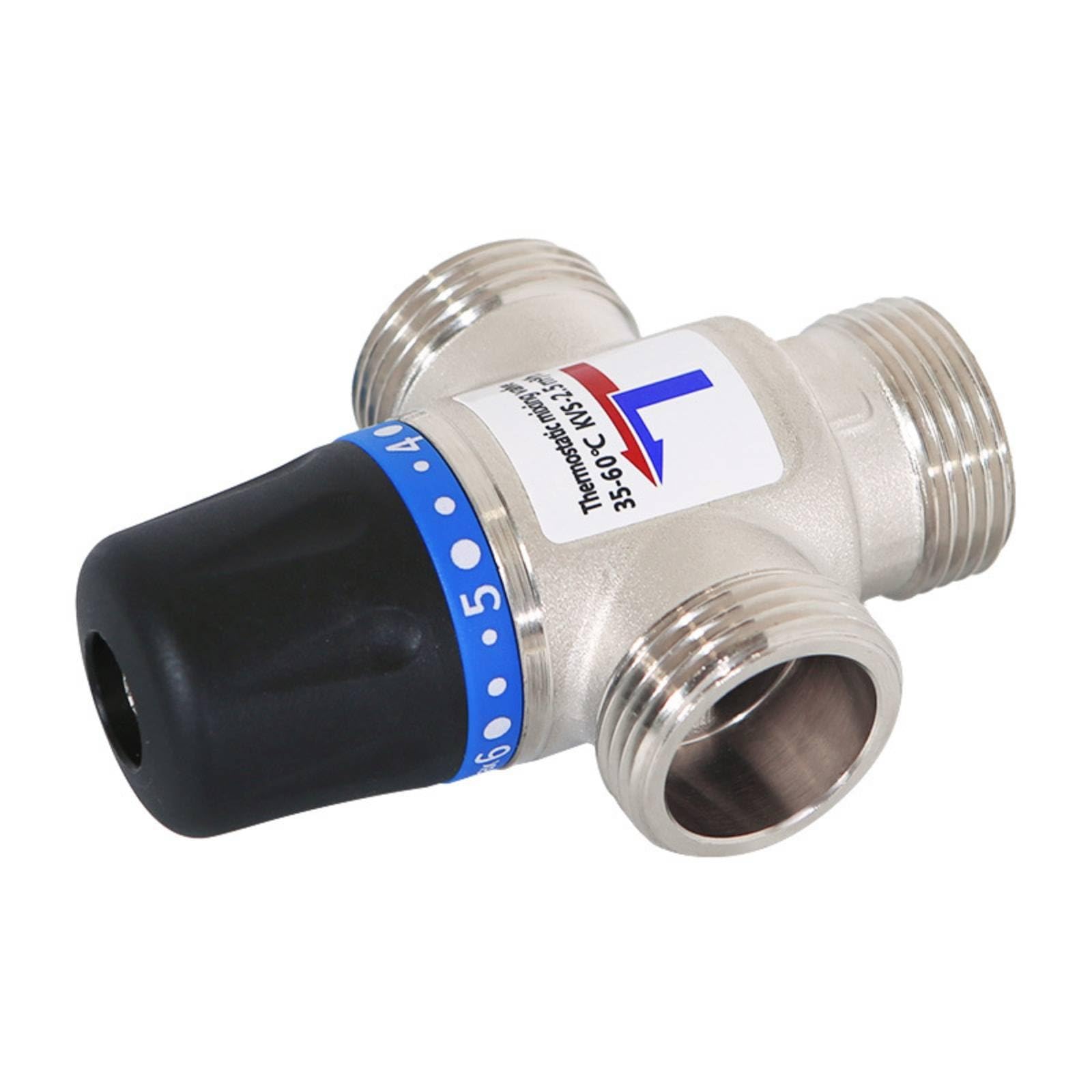 Valvola Miscelatrice Termostatica in Ottone Corpo Compatto Valvola Miscelatrice Termostaticttacchi Filettati Miscelatore Acqua Calda Fredda, DN20 35-60℃
