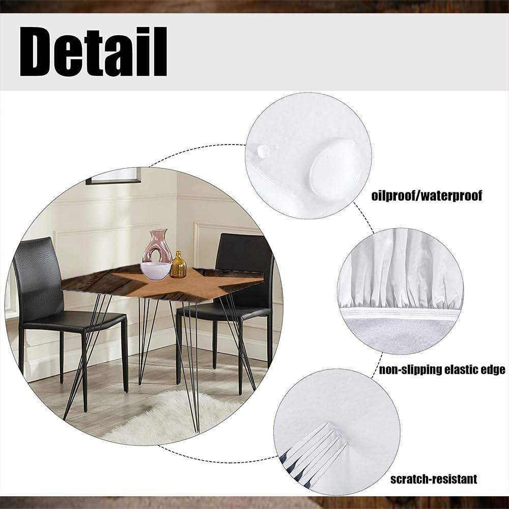 Wood Texture Square Fitted Tablecloth, Oak Pattern, Elastic Edge, Suitable for Catering and Kitchen, Fit for 47"x47" Square Table