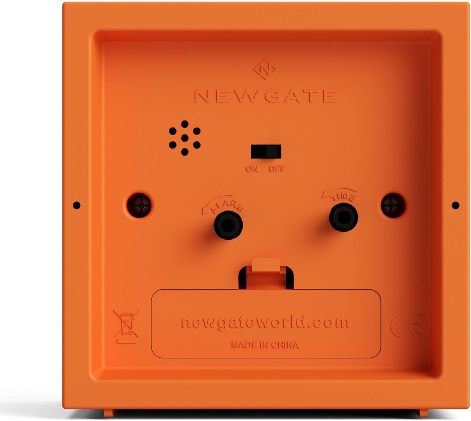 NEWGATE® Cube Alarm Clock | Design-led Cube Shaped Retro Alarm | Orange | Ideal for Bedside, Desk, Shelf & Mantel | Mid-Century Retro Bedroom & Office Accessory