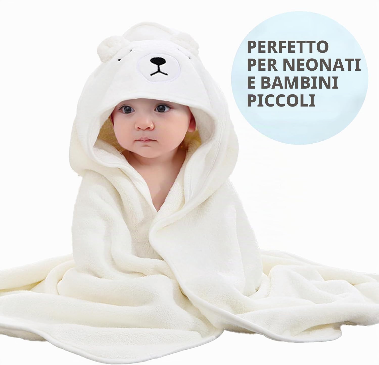 Funmo 3Pz Asciugamano con Cappuccio Set Asciugamano Neonato con Cappuccio, Accappatoio Neonato,Asciugamano Morbido e Super Assorbente per Neonati e Bambini 0-3 Anni