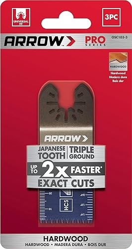 Miniatura 8 de Arrow OSC106-10 - Hoja de herramienta oscilante de dientes japoneses para madera dura, madera, PVC, paneles de yeso, universal, se adapta a la