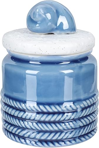 Zerodeko Recipiente de cerámica para té náutico con tapa, soporte para té suelto, tema de playa, recipientes de almacenamiento para té, café, azúcar