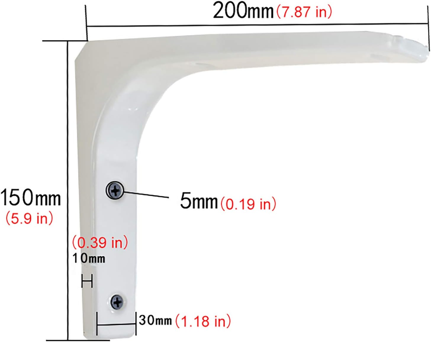 QWEASDF 2 Pcs Shelf Brackets Steel L Corner Brace Joint Angle Bracket Shelf Bracket Wall Hanging with Decorative Corner Brackets Joint Angle Bracket Multiple Includes Hardware,200mm/8 in