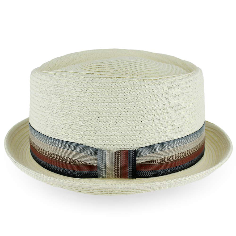 Belfry Men/Women Summer Straw Pork Pie Trilby Fedora Hat in Blue, Tan, Black