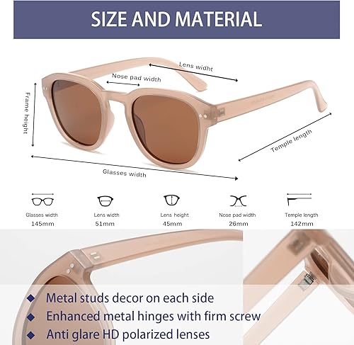 Miniatura 6 de Gafas de sol polarizadas redondas clásicas retro para hombres y mujeres, lentes de sol vintage para mujer VF2221