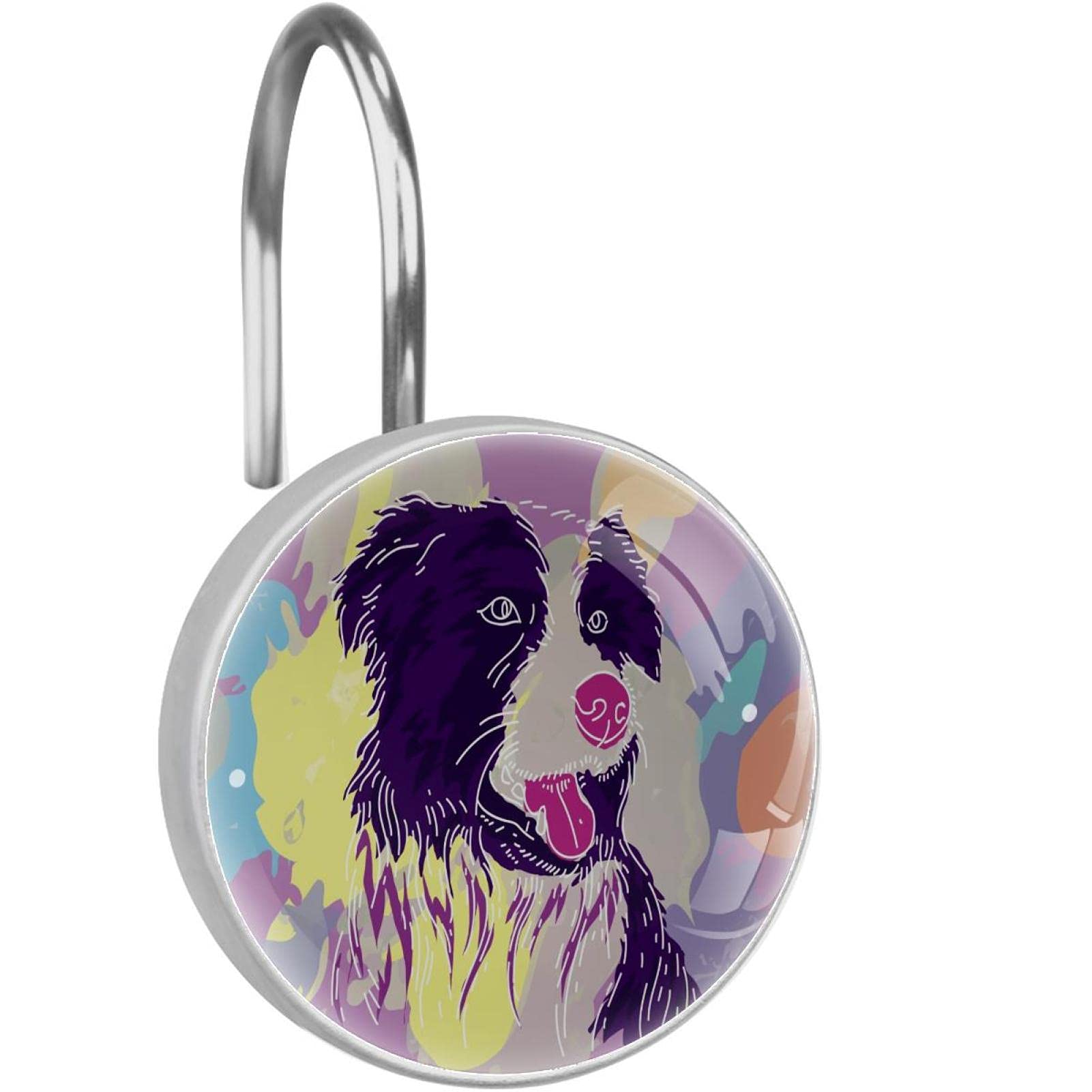 Crochets Rideau de Douche Border Collie en Acier Inoxydable Haut de Gamme