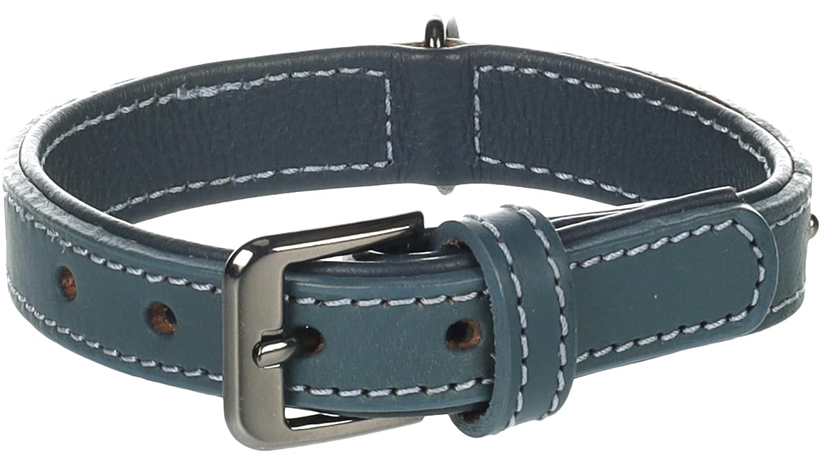 Flamingo Dog Collar with studs Denver Blue S 25-31cm 22mm