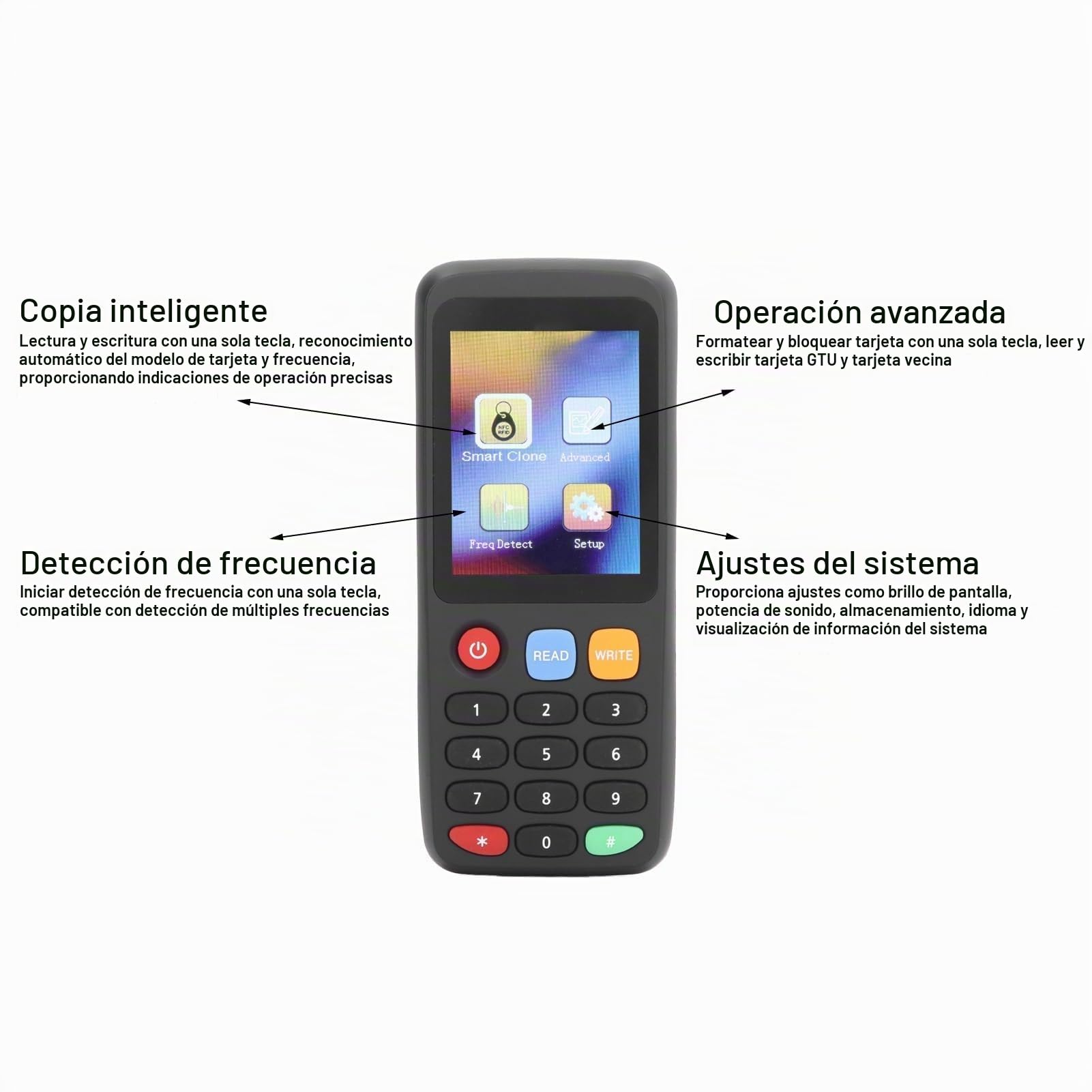 Copiadora de Tarjetas USB, Lector de Mano de Frecuencia Completa, Copiadora de Tarjetas, Duplicadora con 5 Tarjetas T5577, Duplicadora de Conexión de Aplicación (5 hebillas UID 5