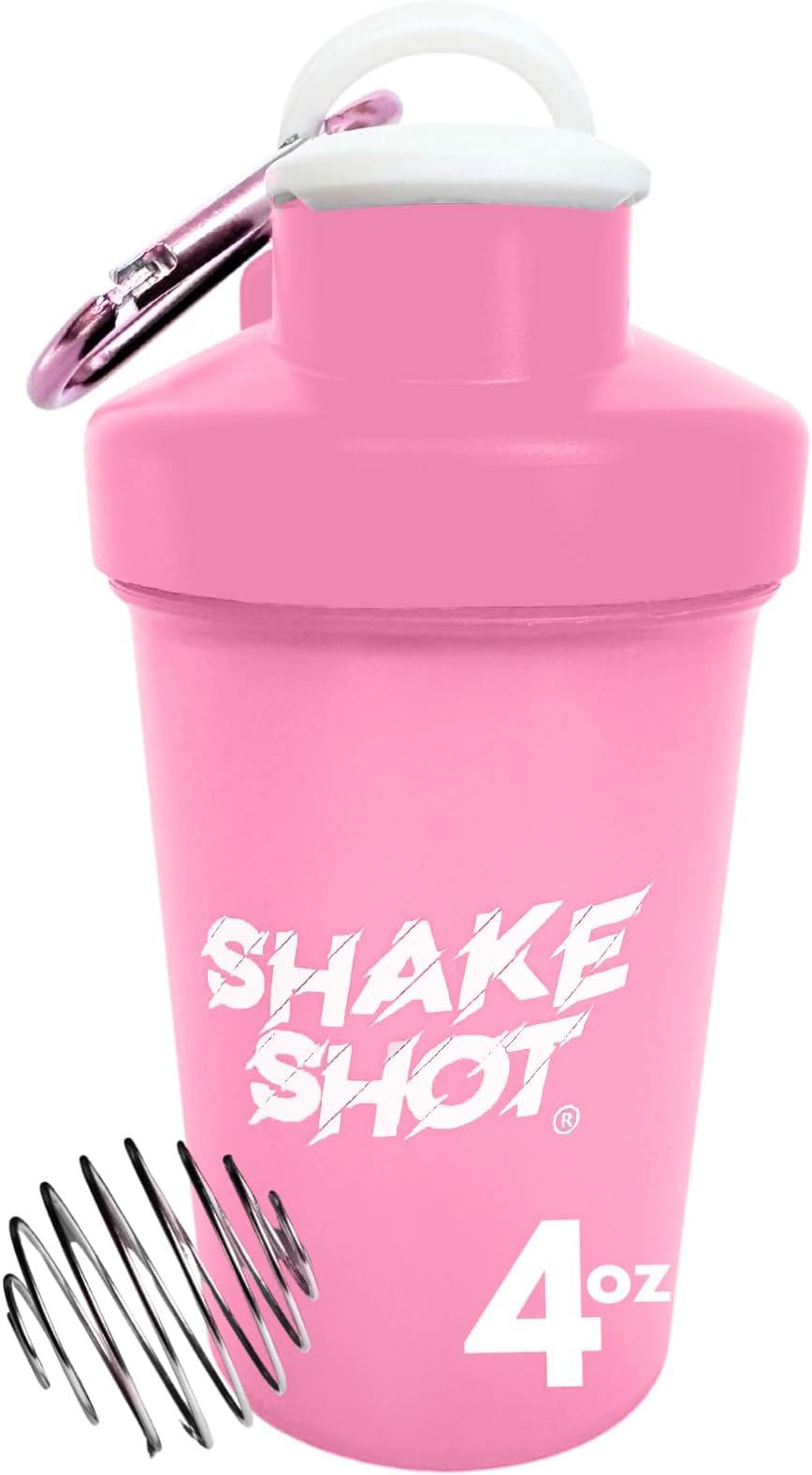 Pink - 4oz Mini Shaker Bottle for Pre Workout, Creatine, Small Scoop Supplements (Not for Protein) Clip & Shaker Ball