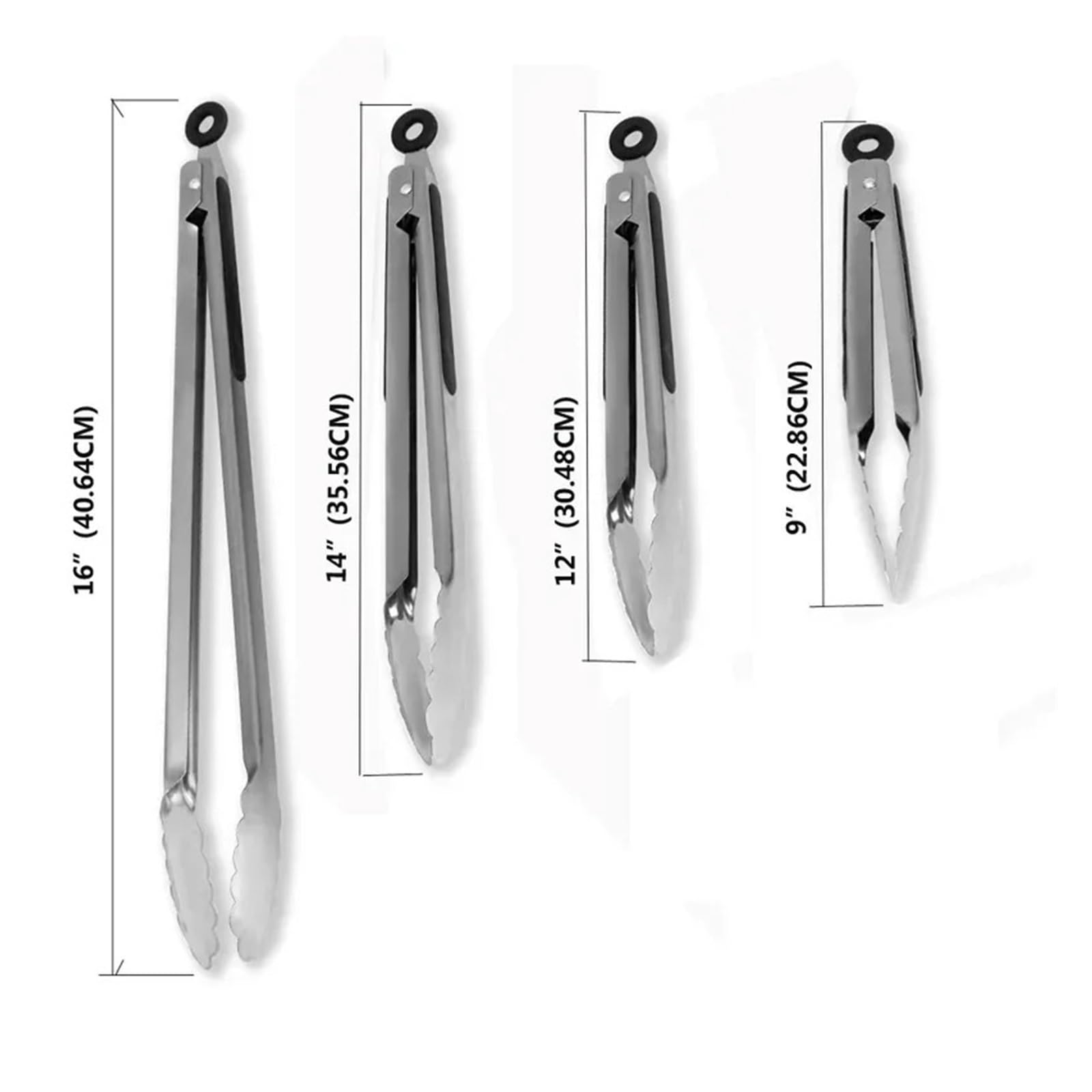 1 pièces Pinces à Barbecue Salade Steak Spaghetti Bonbons Charbon de Bois Viande Acier Inoxydable Camping Cuisine(G-9 inches(22.86cm))