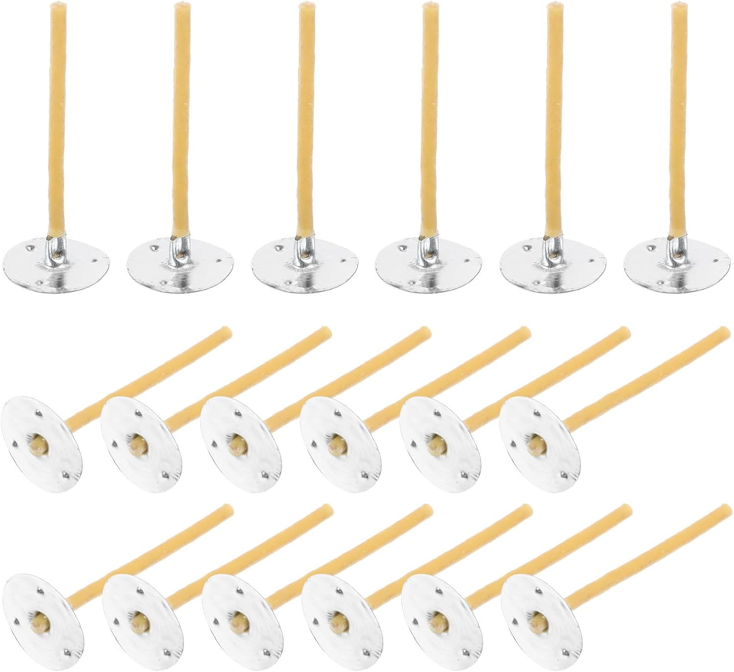 NUOBESTY 100pcs Beeswax Candle Wicks for DIY Candle Making 5cm Braided Cotton Core Wicks with Metal Base Natural Scented Supplies for Handmade Aromatherapy