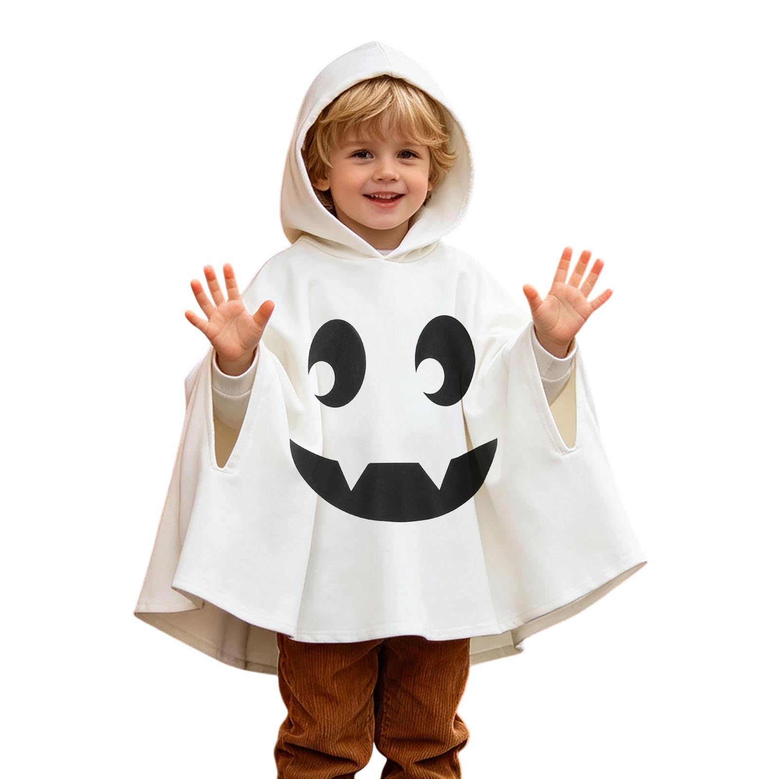 Toddler Kids Halloween Ghost Costume White Cloak Robe, Boys Girls Wizard Cosplay Fancy Dress Outfit for Halloween Party Role Play 1-6 Years Old