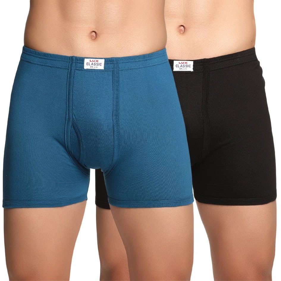 Image of Lux Classic Men's Inner Elastic Trunks - Pack of 2 | Premium 100% Cotton | Ultimate Comfort Breathable, Soft & Durable | Everyday Essential Lux Underwear