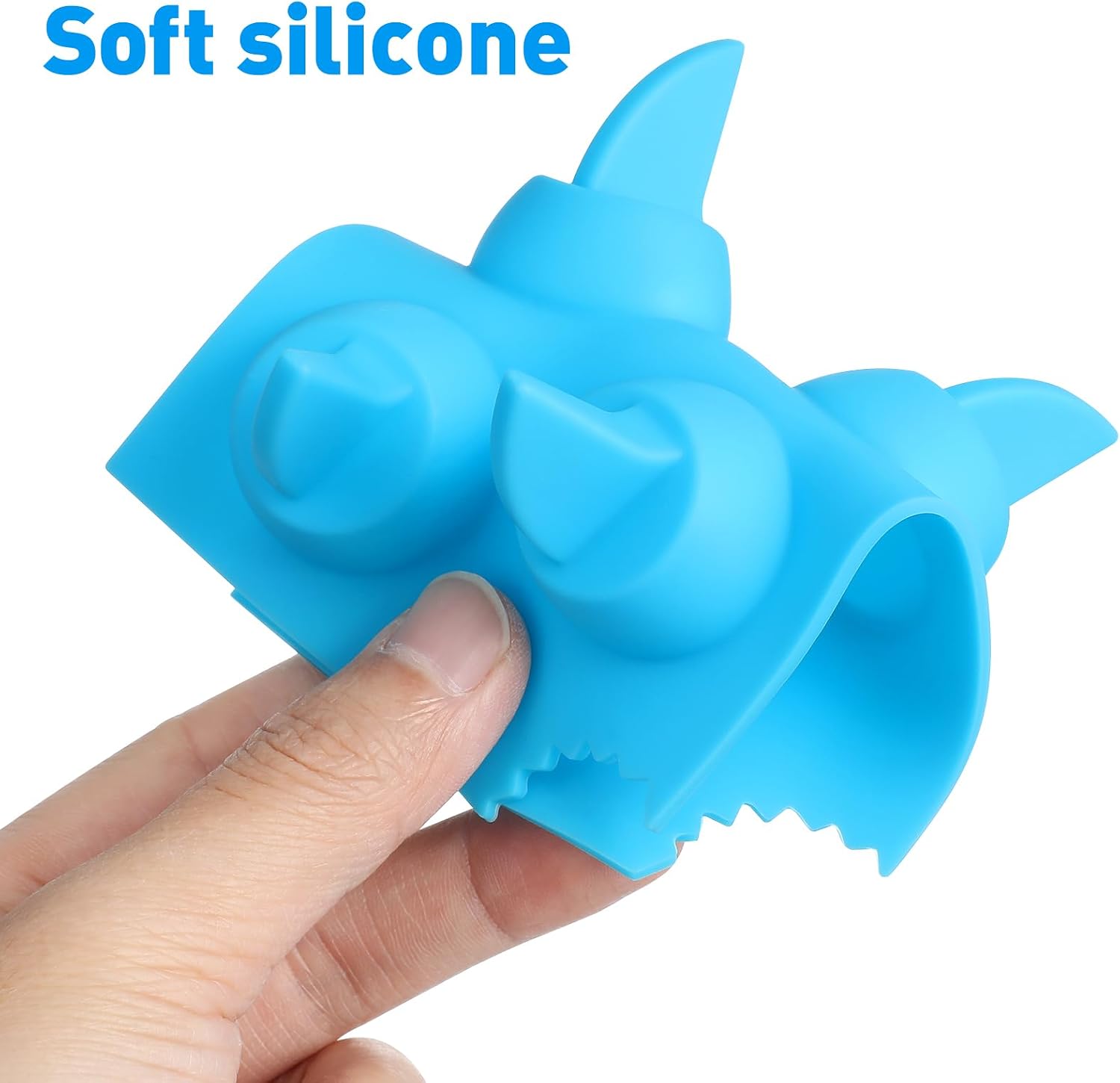 2 Pack Silicone Ice Cube Tray, Shark Fin Shaped Ice Trays for Freezer, Flexible Cake Chocolate Fondant Cookie Mold, 5.2x 3.1x 1.6 inches (Sky-blue)