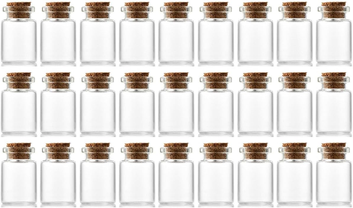 48pcs 4ml Small Glass Bottles with Cork Stopper,Decorative Bottle,Vials Jars,Cute Storage Jar,Wishing Bottle 16x35mm(0.63x1.38inch)