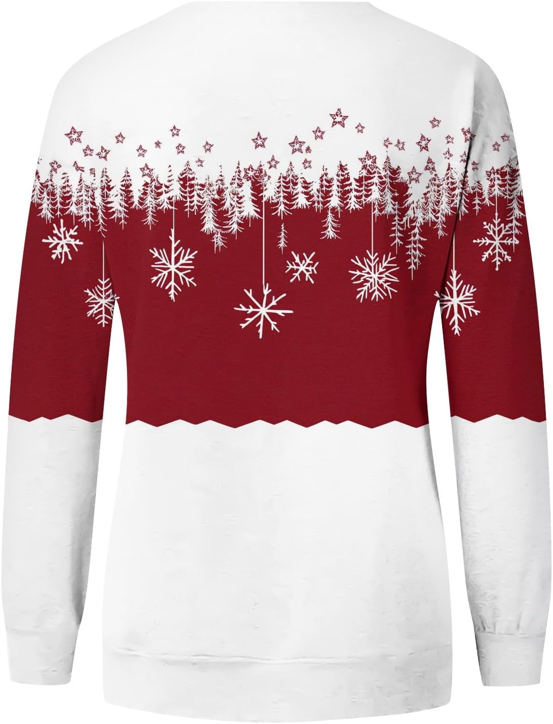 Christmas Sweatshirts For Women Funny Holiday T Shirts Long Sleeve Snowflake Funny Cute Pullover Sweatshirts Xmas Tree - Image 3